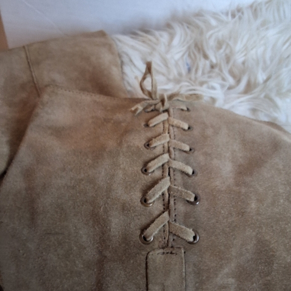 B/ X By Bronx Camel Suede Tie Up Knee High Boots 40 - Picture 11 of 16